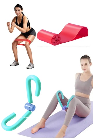 Pelvik Yayı Ve Loop Bant Takımı Mavi Kelebek Tigh Master Ve 60 Cm Kırmızı Direnç Lastiği Set Mavi - Kırmızı