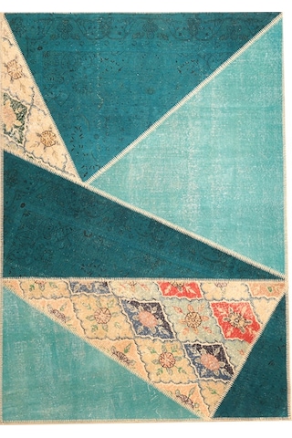 Patchwork El Dokuma Anadolu Halısı (431075591) Mavi