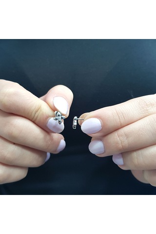 Lova 0.10 Karat Pırlanta Tektaş Çiçek Küpe - 3040086