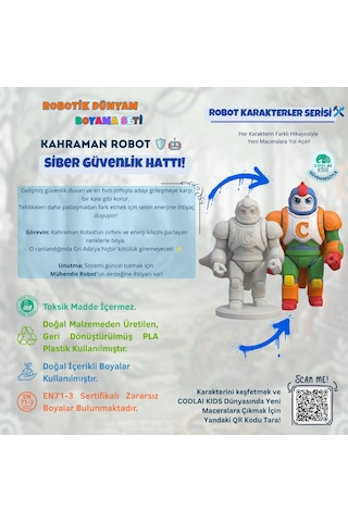 Codlaı Kids Robotik Dünyam 3d Boyama Seti - Çocuklar İçin Eğitici Yaratıcı Oyuncak Boyama Kiti - Kahraman Robot