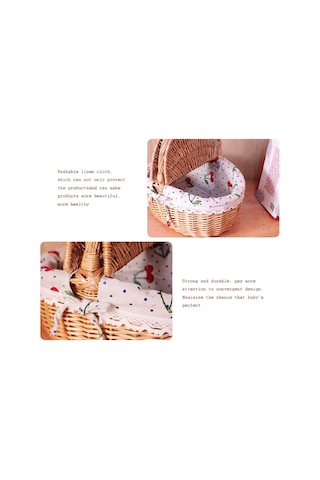 Cbtx Açık Dokuma Piknik Sepeti Pamuk Keten Kumaş Hasır S Mavi Izgara