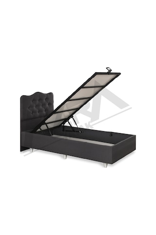 Nero Tek Kişilik Baza Prenses Başlık %100 Çelik+ Mdf 90 x 190 CM