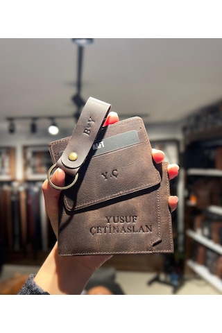 Mft Leather Hakiki Deri Erkek Cüzdan Seti - İsim Yazılı, Kişiye Özel Kartlık Ve Anahtarlık Paris 1204 - Tiguan Kahverengi Tiguan Kahverengi