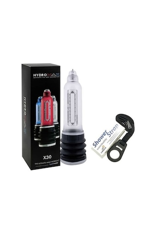 Hızlı Express Bathmate Hydromax X30 Kemerli Sulu Vakum Penis Pompası Şeffaf + Jel