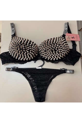 Love Secret Zımbalı Dolgulu Sütyen Külot Takımı siyah