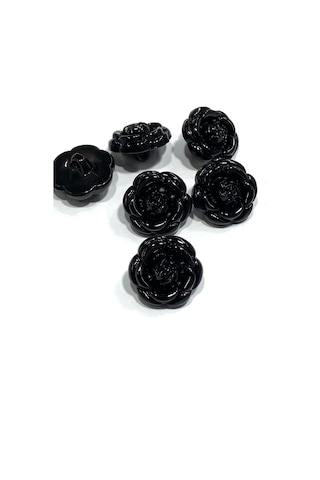 İtalyan Ceket Düğmesi / Gül Model / 6'lı Set / Siyah / 2.2 Cm / İgd1