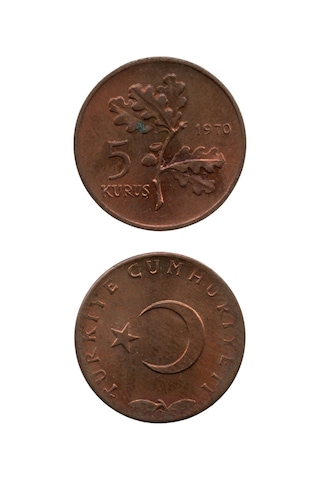 5 Kuruş 1970 Çil Eski Madeni Para