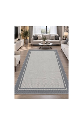 Çift Bordürlü Lüks Orijinal Sisal Dokuma Halısı Salon Halısı Mutfak Halısı Koridor Makine Halısı Gri-krem 926846847 Gri-krem