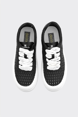 Derinet Örgü Desenli Kadın Sneaker Siyah Siyah
