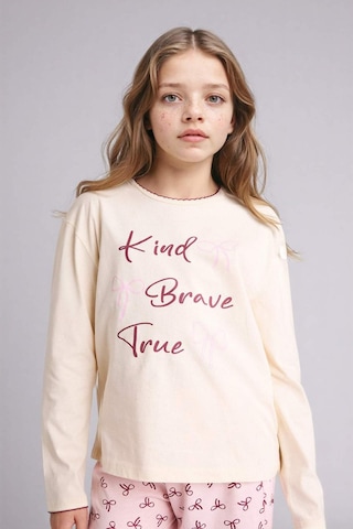 Defacto %100 Pamuklu 2li Pijama Takımı Kız Çocuk H0105a826sper233 Ekru-er233
