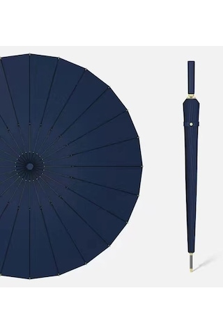 Beautiful Youth 24 Kaburga Tam Otomatik Erkek Düz Renkli Şemsiye 25 İnç - Mavi