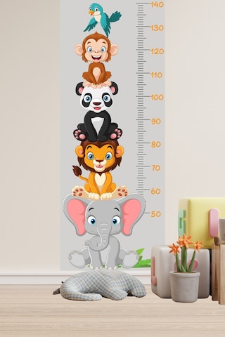 Sevimli Safari Hayvanları Boy Ölçüm Cetveli Boy Ölçer Sticker