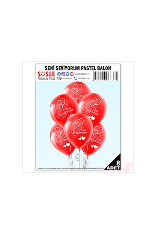 Seni Seviyorum Baskılı Pastel Balon, 30cm X 8 Adet