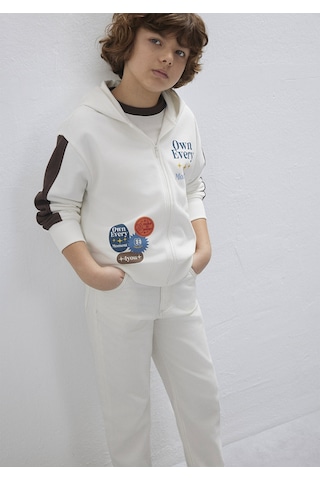 Mavi - Baskılı Kapüşonlu Ekru Sweatshirt 6s10165-70057 Ekru