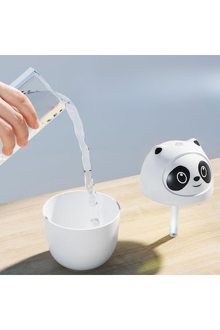 Sevimli Panda Figürlü Hava Nemlendirici Ultrasonik Soğuk Buhar Makinesi, Led Işıklı Masaüstü Oda Nemlendiric