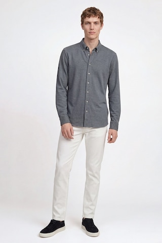 AC&Co / Altınyıldız Classics Erkek Indıgo Pamuklu Tailored Slim Fit Dar Kesim Düğmeli Yaka Örme Gömlek Indigo