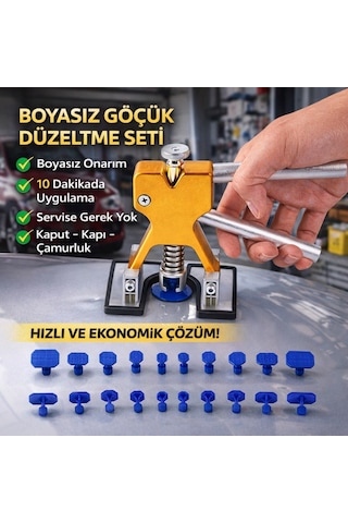 Polham 20 Parça Boyasız Göçük Düzeltme Seti Kaput Kapı Çamurluk Göçük Onarım Aparatı Pdr Dent Repair Seti