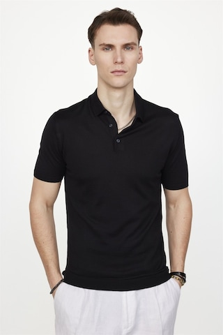 Tudors Erkek Slim Fit Dar Kesim Pamuklu Örme Triko Siyah Polo Yaka Tişört-27267-Siyah