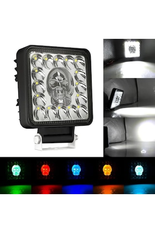 Kurukafa 16 Led Fonksiyonlu Kare Off Road Sis Farı Çalışma Lambası 12v