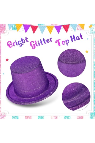 Hubrendy Cer Mor Simli Glitter Silindir Parti Şapkası