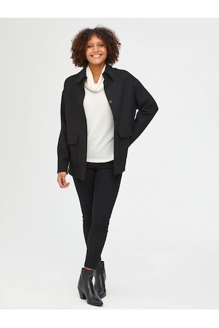 Faik Sönmez Oversize Midi Gömlek Yaka Kadın Ceket - Minimalist Tarz Siyah