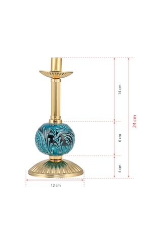 DEDE TEKLİ BORULU YEŞİL ÇİNİLİ MUMLUK GOLD DEKORATİF OBJE