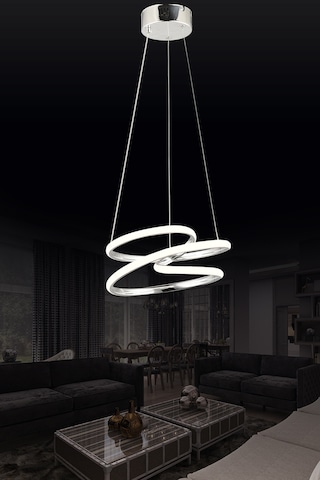 Ld 039 Topsuz Model Krom 3 Renkli Salon Ve Oturma Odası İçin İdeal Alüminyum Avize, 35x70 Krom