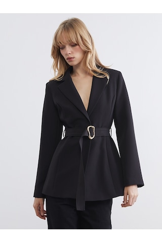 Lcw Vision Siyah Beli Kemerli Kadın Blazer Ceket