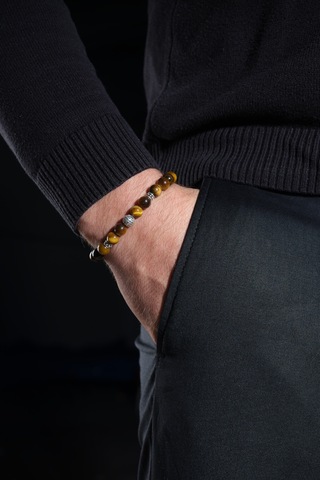 Ssilhoutte Doğaltaş Doğal Taş Kaplangözü Erkek Doğal Taş 925 Ayar Gümüş Güç Cesaret Bilekliği Çok Renkli