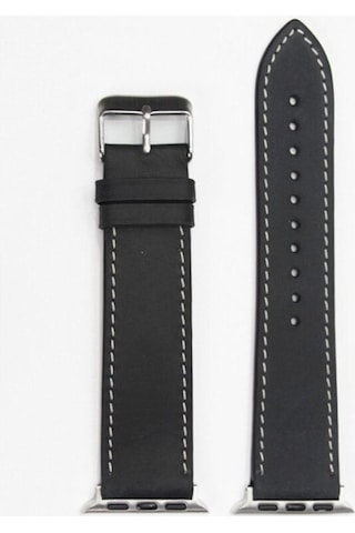 Apple Uyumlu Watch Kordon Deri Crazy Siyah 42-44-45 Mm