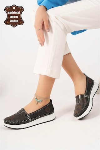 Elit Mn85l21c Kadın Hakiki Deri Espadril Siyah Siyah