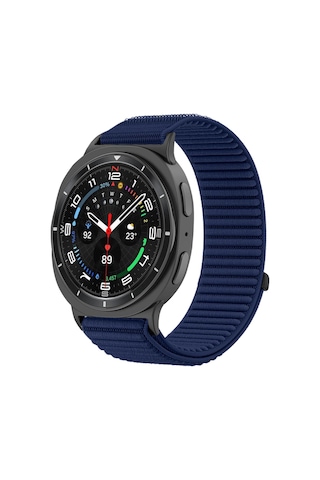 Caseonn Samsung Galaxy Watch 8 Classic 46mm Kordon Hasır Kumaş Nylon Kayış Lacivert