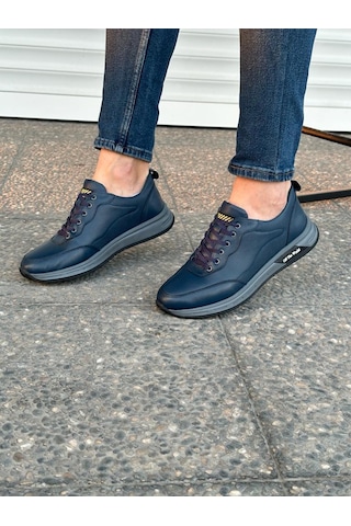 Luis Figo Hakiki Deri Rahat Ortopedik Erkek Günlük Kışlık Sneaker Ayakkabı 40-44 Lacivert