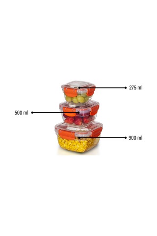 3'lü Set Master Kare Saklama Kabı 275 ML - 500 ML - 900 ML 001