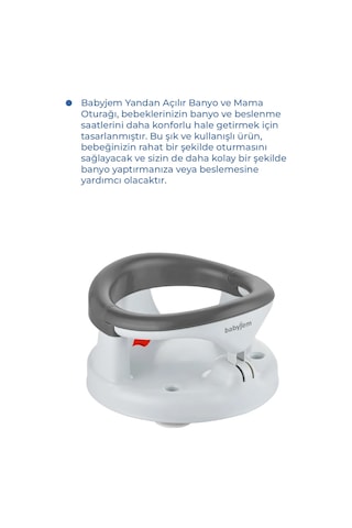Babyjem Yandan Açılır Banyo ve Mama Oturağı Antrasit