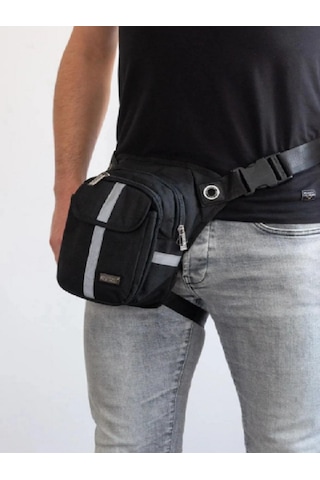 Ogdo - Su Geçirmez, Unisex Siyah Motorcu Bacak Ve Çapraz Çanta - 4963