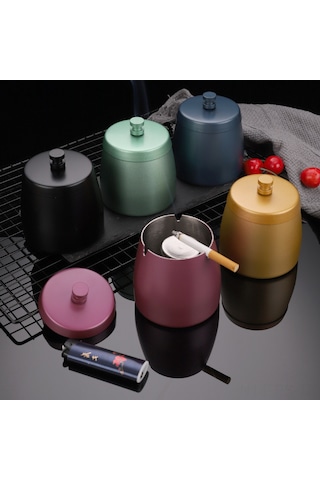 Reedark Paslanmaz Çelik Kapaklı Kişiselleştirilebilir Portatif Küllük, 400g Ağırlık, Dayanıklı Ve Şık Ev Aksesuarı.