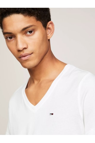 Tommy Hilfiger Erkek Tjm Orjinal Jersey V Yaka T-shirt -beyaz Beyaz