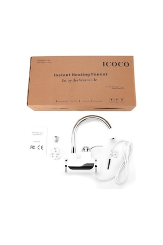 Yaozixa Anında Isıtmalı Elektrikli Musluk - Hızlı Su Isıtma, 2500w, 110v, Porselen Vana Beyaz - Krom