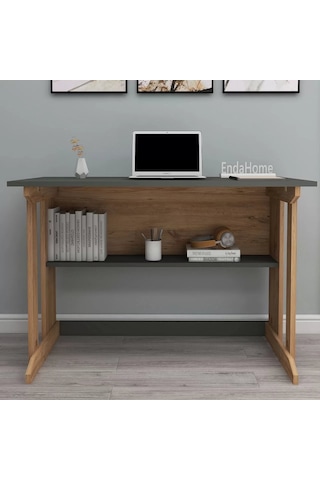Reyo Home Enda Pillar Kütüphaneli Çalışma Masası 100x56cm Çam-ant Çam - Antrasit