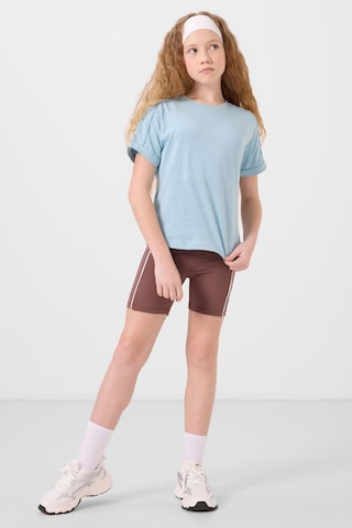 Açık Mavi Pamuklu O Yaka Oversize Fit Basic Kız Çocuk T-shirt - 75182 Açık Mavi
