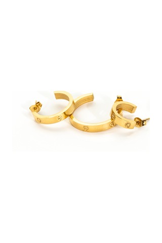 Biem Düz Model Çelik Halka Küpe Gold/gümüş