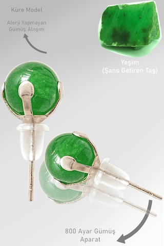 Sertifikalı Gerçek Doğal Yeşim Taşı Nokta Doğal Taş Küpe Çok Renkli