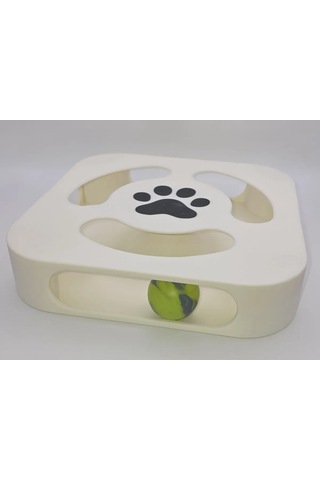 Buradabulabilirsin 3d Baskı Etkileşimli Kedi Oyuncağı Pati Desenli Toplu Zeka Oyuncağı Kare Toplu Parkur Krem Siyah Bbz