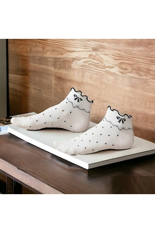 Shopiolog Sevimli Marul Desenli Bilek Çorabı Desen5 Siyah - Beyaz
