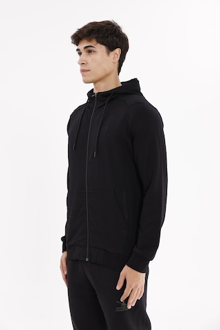Rowinger Omuz Panel Detaylı Fermuarlı Kapüşonlu Erkek Sweatshirt Black