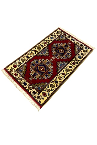 El Dokuma Sıfır Obruk Halısı 85x135 Kök Boya %100 Yün Halı Kırmızı