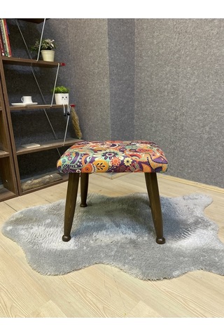 Trend Ceviz Retro Ahşap Ayak Uzatma Pufu Makyaj Koltuğu Bench Tabure