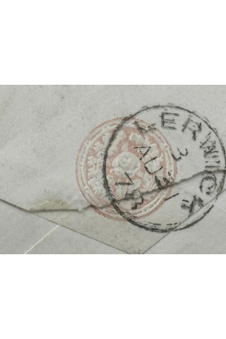 İngiltere Klasik Dönem 1878 Victoria Dönemi Pink Penny Kendinden Pullu Antiye Zarf Postadan Geçmiş