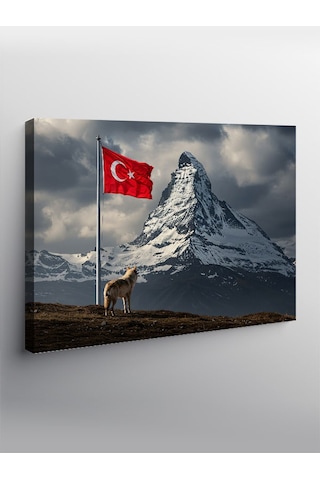 Kanvas Tablo Türk Bayrağı Ve Dağ